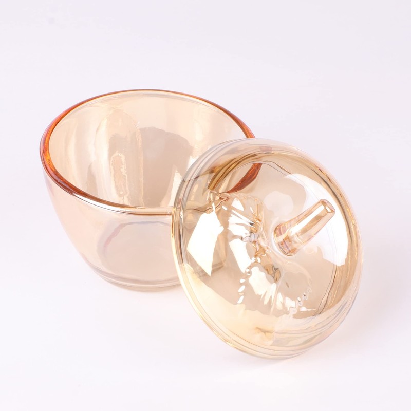 Mozacona GLass Relief Apple Sugar Bowl Candy Dish Food Storage
