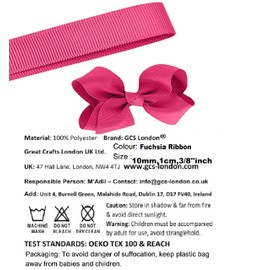 Grosgrain Ribbon 10mm X 10 Meters for Gifts Wrap, Party, Events, Cloth, Sew Party Crafts Events Wedding Dress Decorative Easter Christmas Floral Car Bows (Fuchsia Pink).