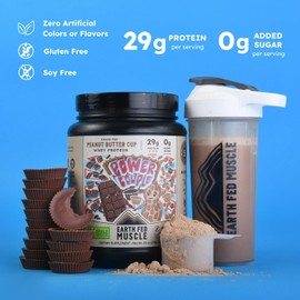 Earth Fed Muscle Power Couple Peanut Butter Chocolate Whey Protein Powder – NSF-Certified Grass-Fed Protein Whey Powder Isolate, 2 lb, Non-GMO, Soy-Free, Hormone-Free, Rich Chocolate Peanut Flavor