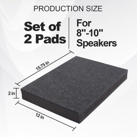 2-Pack Studio Monitor Speaker Noise Isolation Pads 3-Layer Acoustic Stand Riser Foam Subwoofer Isolation Pad Audio Vibration Platform Stabilizer (Large - for 8-10 inches)