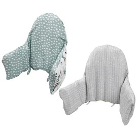 Lomgwumy High Chair Cushion, Type High Chair Cover Pad, 2 pieces pad for High Chair,highchair Cushion for Ikea Antilop Highchair, built-in Inflatable Cushion (Fresh leaves and gray stripes)