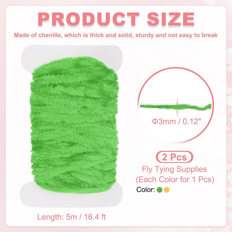 PATIKIL Chenille Fly Tying Total 10 M, 2 Pack Rayon