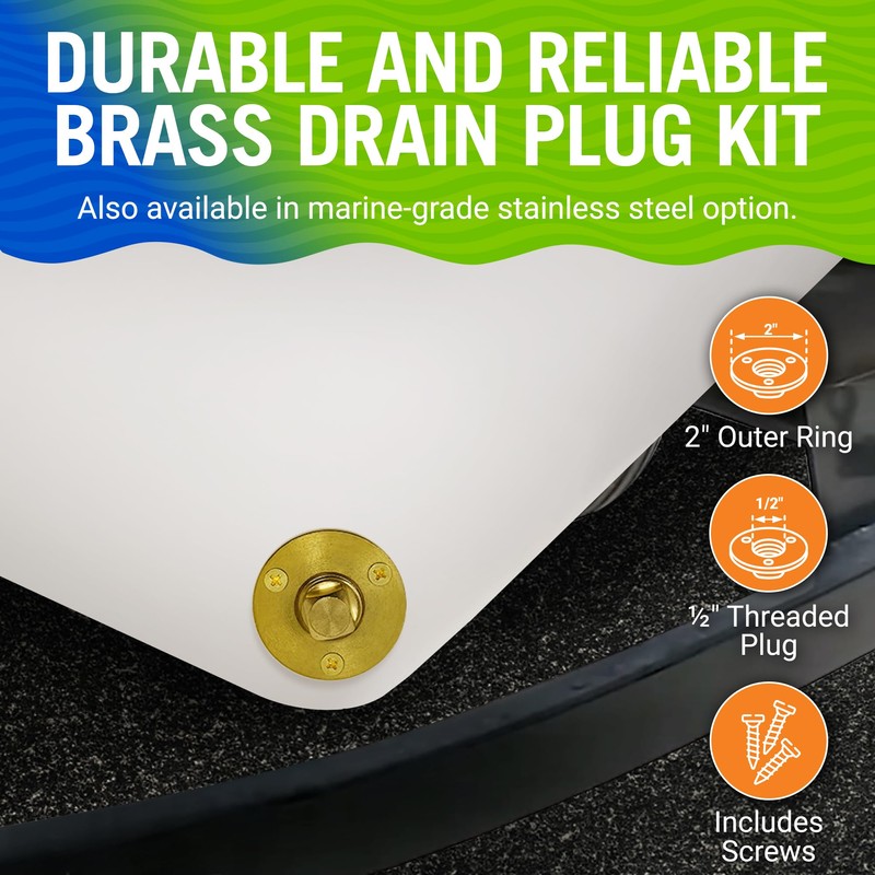Brass Boat Drain Plug Kit Boat Plug Kit 1/2" for
