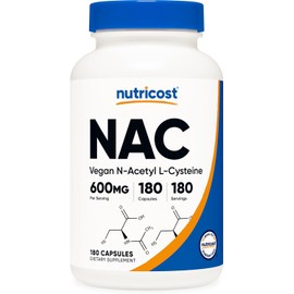 Nutricost N-Acetyl L-Cysteine (NAC) 600mg, 180 Capsules - Non-GMO, Gluten Free