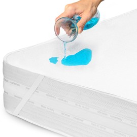 Mattress Protector 160 x 200 cm Waterproof Mattress Topper Made of Cotton Incontinence Pad Moisture Protection Mattress Cover Breathable Anti-Allergy and Anti Mites for Bed and Mattress Washable