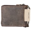 Men's Genuine Leather Metal Zip-Around RFID Genuine Leather Wallet with