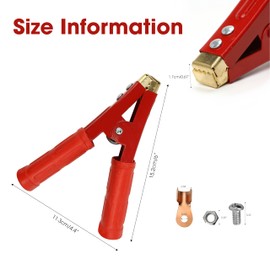 4PCS Battery Jumper Cable Clamps, Alligator Clip Jumper Cable End Boost Clamp Set - Heavy Duty Pure Copper Car Battery Clamps 1000A Capacity, Insulated Parrot Clips Red & Black