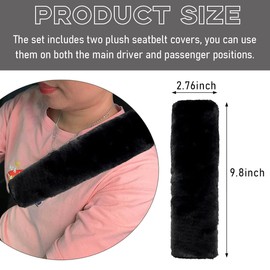 Suvnie 2 PCS Seat Belt Shoulder Pads, Soft Fluffy Plush Seat Belt Shoulder Strap Covers, Comfy Warm Seat Belt Strap Cover Shoulder Cushion for Adult Children, Car Accessories (Black)