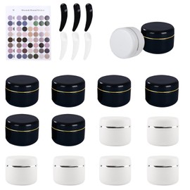 Niaciswe Empty Cream Jar 50 ml Pack of 14 White Empty Jars 50 ml Jar Cream Jar Empty Round Lip Balm Jar 50 ml Cosmetic Jars Empty Jar Cream Jars for Filling with Spatulas and Labels