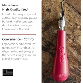 Speedball Linoleum Cutter Kit Assortment #1 - Linocut Carving Tools for Block Printing, Black, Includes 5 Blades