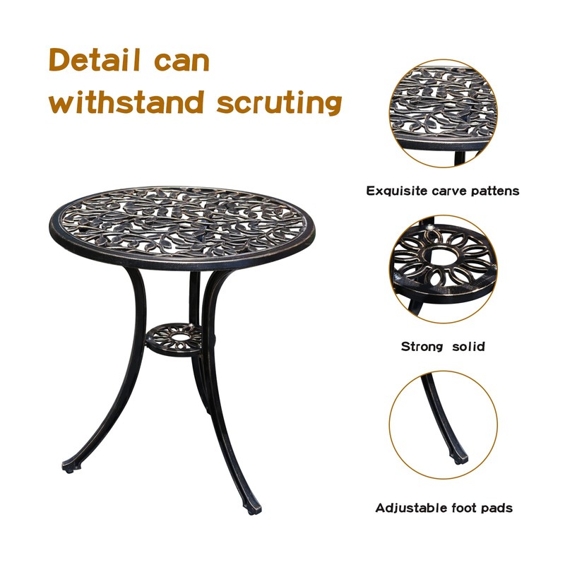 JARDIN DE CENTENNIAL Patio Bistro Set.Rust-Resistant Cast Aluminum Bistro Table