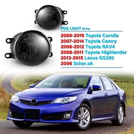 AUTOWIKI Fog Lights Compatible For Toyota Camry Highlander Corolla RAV4 Lexus Series IS GS ES CT LX, etc, Smoke Lens Fog Lamps with H11 12V 55W Bulbs OEM No. TO2592123 TO2593123