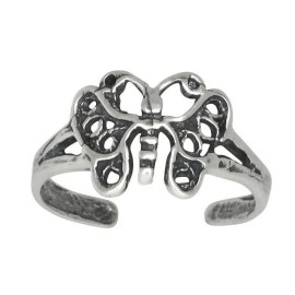 eJewelryPlus Sterling Silver .925 Butterfly Toe Ring, Oxidized, Adjustable Size | Made In USA