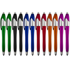 Stylus Pen, 3-1 Multi-Function, Ball Point Black Ink Pen, Capacitive Stylus for Touchscreen Devices, LED Flashlight, Medical Pen Light,for Home,Work,Doctors, and Nurses (12 Pack)
