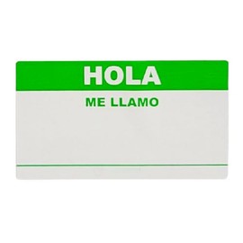 Green Hola Me Llamo (Hello My Name is) - Spanish Name Tag Identification Easy to Peel and Apply Stickers (2”x3.5”, 1 Roll 500 Labels)