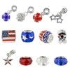 Set of 12 Patriotic Charms and Beads Red, White, &