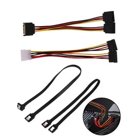 kiki fancy SATA Cable Kit - SATA Power Cable, Power Splitter, SSD Connector, 3 Cable for Hard Drive, SSD - High-Speed Data Transfer, Compatible with PC Laptop, 4 Pack