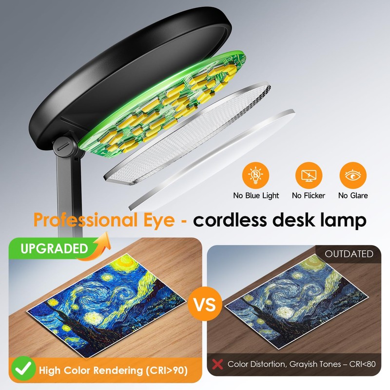 One Fire Battery Operated Lamp, 3600mAh Cordless Lamps Rechargeable Cordless