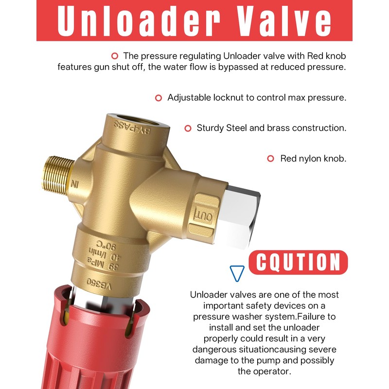 xendy washer Upgraded 350 Unloader Valve for Pressure Washer Pump