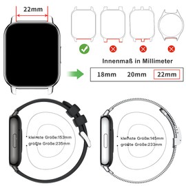 Popglory Smartwatch 22 mm Replacement Straps for P66, Adjustable Replacement Bands for Men and Women