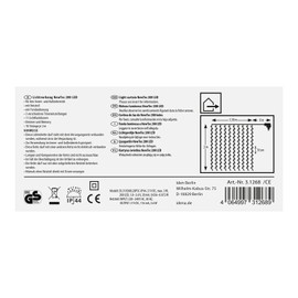 Idena NewTec 200 LED Light Curtain Warm White / Colourful with Remote Control and Timer