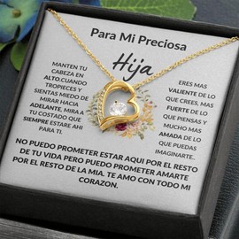 Para Mi Preciosa Hija Forever Love Necklace - Title: 14k White Gold Finish , Box Type: Luxury Box