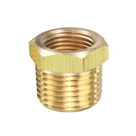 sourcing map Brass Pipe Fitting Reducer Adapter 1/2NPT Male x 3/8NPT Female for Water Oil Air Pressure Gauge Temp Sensor