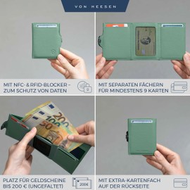 VON HEESEN Slim Wallet with RFID Protection - Men’s and Women’s Mini Wallet - Credit Card Holder, Money clip, card case - Small Wallet