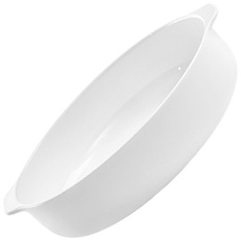 Kichvoe Ceramic Round Baking Pan, 8inch Ceramic Pie Pan With Double Handle, Large White Dinner Dish, Microwave, Dishwasher, And Oven Safe