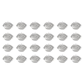 Mega Candles 24 pcs Unscented Rose Petals Flower Silver Floating Candles, Hand Poured Wax Candle 1.5 Inch Diameter, Home Décor, Wedding Centerpieces, Baby Showers, Birthdays, Meditations, Spas
