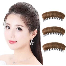 ericotry 3 Pieces Women Girls Invisible Hair Base Flip Up Volume Hair Combs Fluffy Hair Pads Styling Accessories (Light Brown)