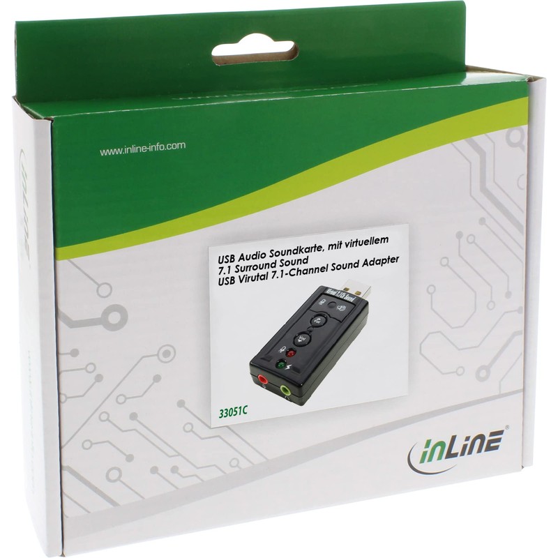 InLine 33051C USB Audio Soundkarte, mit virtuellem 7.1 Surround Sound