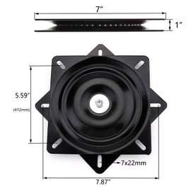 AAGUT 7'' Heavy Duty Bar Stool Swivel Replacement, Square Swivel Mechanism for Recliner Chair, Boat Seat and Furniture, Ball Bearing Seat Swivel Base, Black