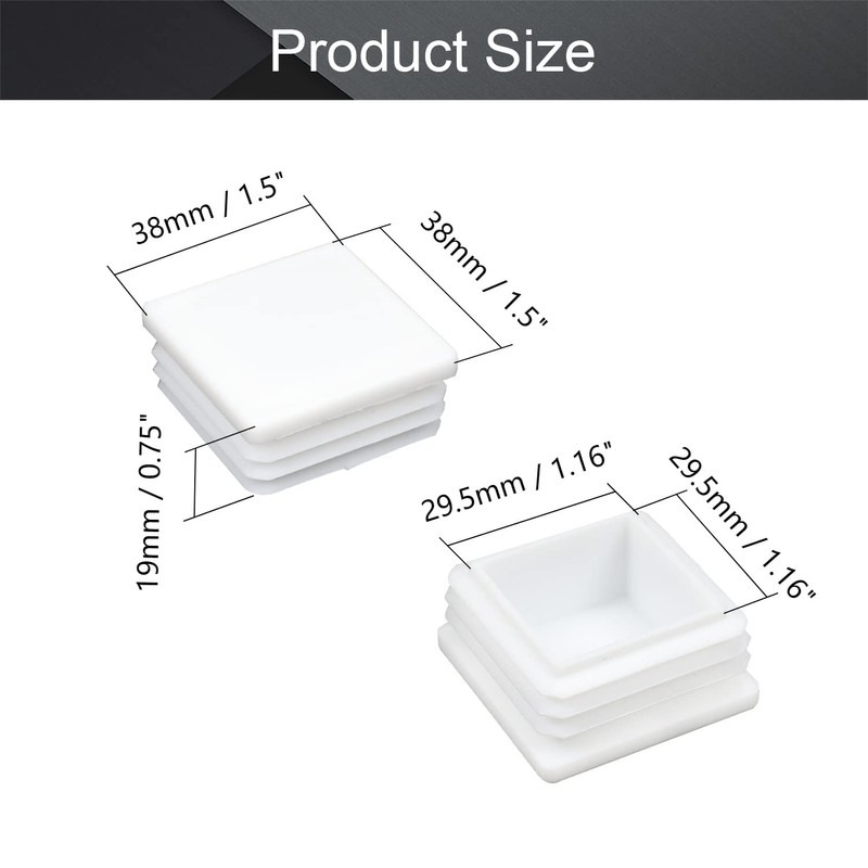 MroMax 8PCS 1.5" x 1.5" (LxW) Plastic Tubing Plug Square