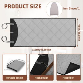 Over The Door Steamer Pad With Heat-Resistant Glove Steamer Board for Clothes Hanging Ironing Board Over The Door Portable Ironing Mat for Home And Travel Use