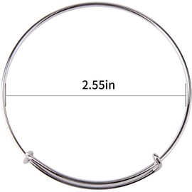Golden Pearl 20pcs-Women's Expandable Blank Bangle Adjustable Wire Bracelet for DIY Jewelry Making Bracelets 2.6 inches（Silver）