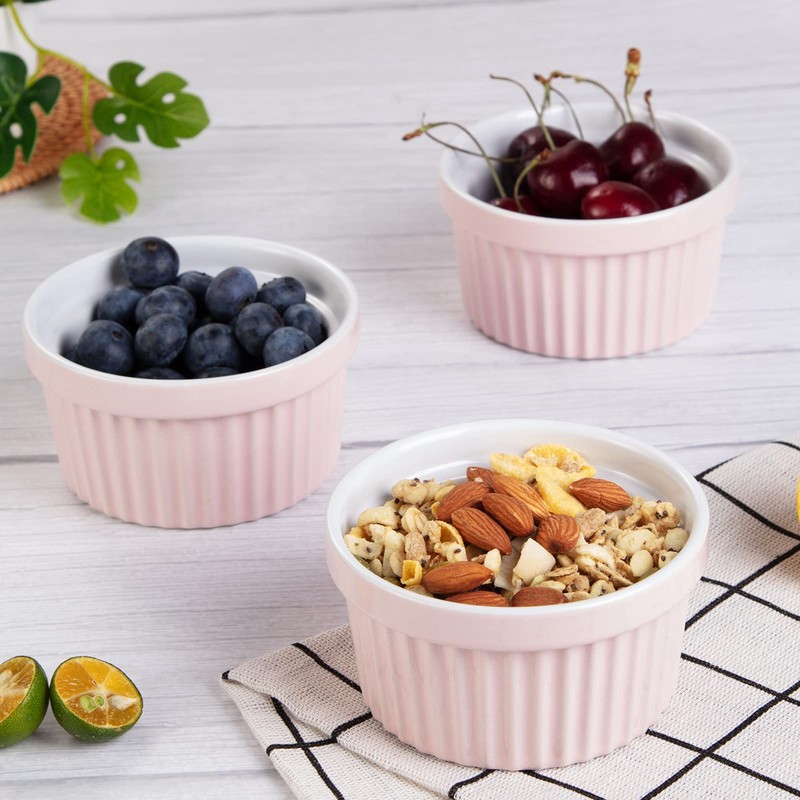 8 Oz Ceramic Ramekins Set of 8, Porcelain Creme Brulee