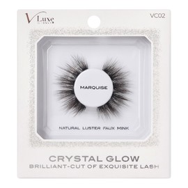 VLuxe Crystal Glow False Eyelashes, Natural Luster Faux Mink Fake Eye Lash with Special Cut, Luminous Shine & Subtle Sparkle for Stunning Natural Look (Marquise)