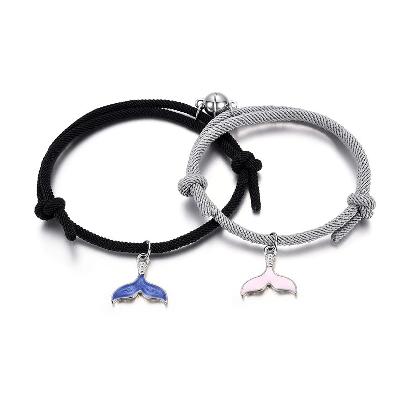 PiercingJak 2pcs Magnetic Couple Bracelet Mutual Attraction Rope Braided Couple