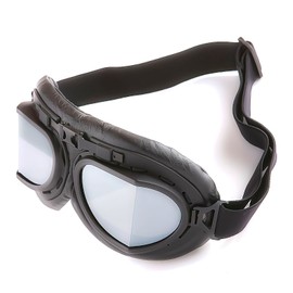1Storm Motorcycle Scooter Mopeds Goggles Half Helmet Vintage Vespa Pilot Aviator Style, Matt Black Frame Smoked Lens