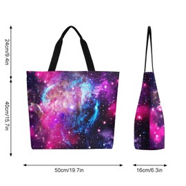 Muishi Galaxy Canvas Tote Bag Large Women Casual Shoulder Bag Handbag Reusable Beach Shopping Grocery Bag For Outdoors