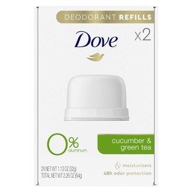 Dove Kit de Recargas de Desodorante 0% Aluminio Pepino y Té Verde Desodorante Libre de Aluminio 1.13 Oz