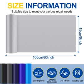 Sgooyir 6X63 Inch Nylon Repair Patch for Down Jacket, Self-Adhesive Nylon Fabric Repair Patch for Tents, Waterproof Fabric Repair Tape Patch Kit for Clothes, Puffer Jackets, Backpacks Grey