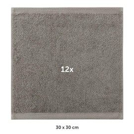 Blumtal Towel Set, 12 Face Cloths 30 x 30 cm, Soft and Absorbent, 100% Cotton, Oeko-Tex 100 Certified, Grey
