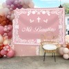 AIBIIN Mi Bautizo Banner Backdrop for Girl Pink Mexican Baptism