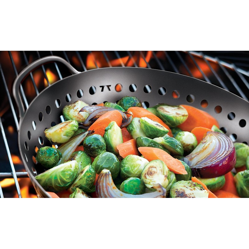 Outset QD70 Non-Stick Round Grill Wok Black 10.75 inch diameter