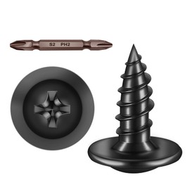 350Pcs #8 × 1/2" Black Truss Head Wood Screws, Quick Metal Self Tapping Screws, Black Screws Zinc Plated Steel, Black Screws for Wood Truss Head Screws by Mywish