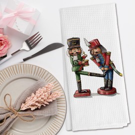DNEULYR Funny Nutcracker Christmas Kitchen Towels, Humor Christmas Nutcrackers Decorative Hand Towels for Bathroom, Holiday Winter Xmas Dish Tea Towels for Kitchen Decor, 16x24 Inch