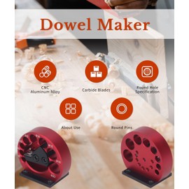 Dowel Maker, 8 to 20mm Dowel Maker Round Rod Auxiliary Tool, Aluminum Alloy Body Easy to Operate High Accuracy Cemented Carbide Blade Dowel Cutter for Woodworking