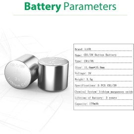 Licb CR1/3N Battery 3V Lithium 1/3N Batteries 5 - Pack